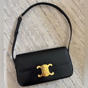 Celine Black Shoulder Bag with Gold Accent
